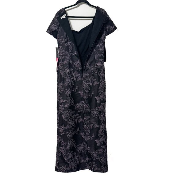 NWT Kay Unger Roslyn Floral Jacquard Gown Black & Lavender Women's Size 12 - Picture 10 of 15